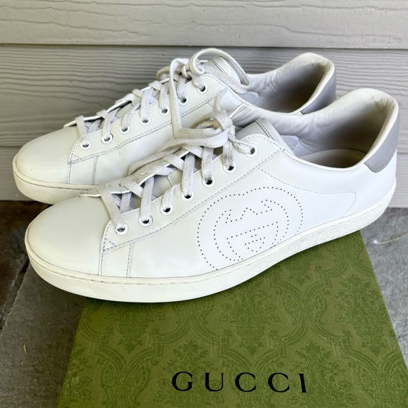 Gucci Ace Perforated Interlocking GG Sneakers 🔥 - Picture 1 of 12